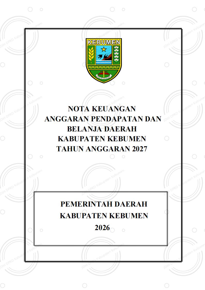 Nota Keuangan Rancangan Anggaran Pendapatan dan Belanja Daerah Kabupaten Kebumen Tahun Anggaran 2027